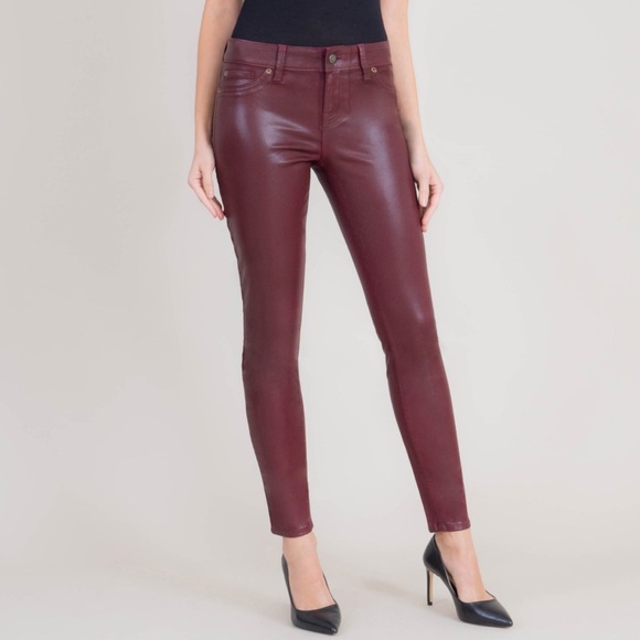 mid rise coated jeans